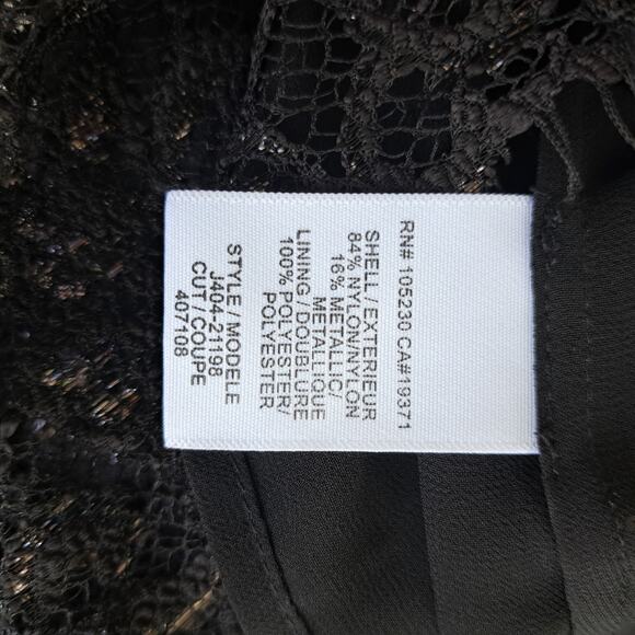 Joie Elvia Black Lace Top Size Small Metallic Button Back Cropped Sheer - Picture 10 of 12